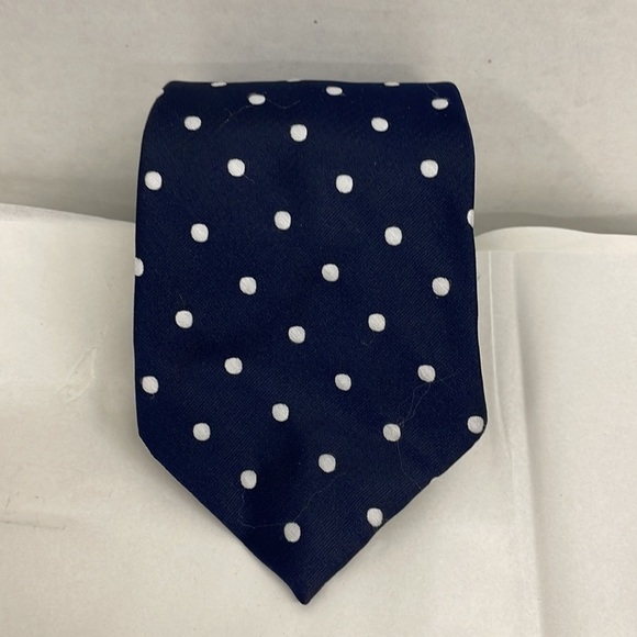 Cravate tricot Samuel bleu marine à pois rouges